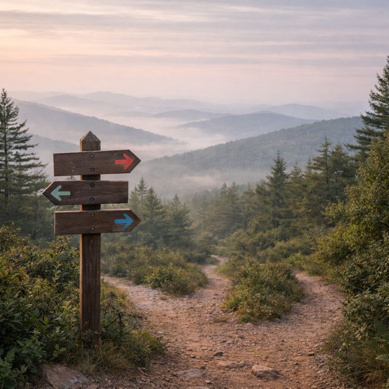 Multiple Paths going through forest to mountains